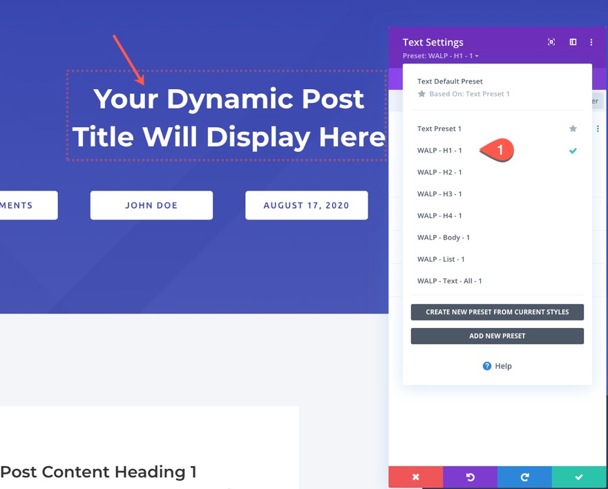 globalne ustawienia wstępne z blokiem układu divi