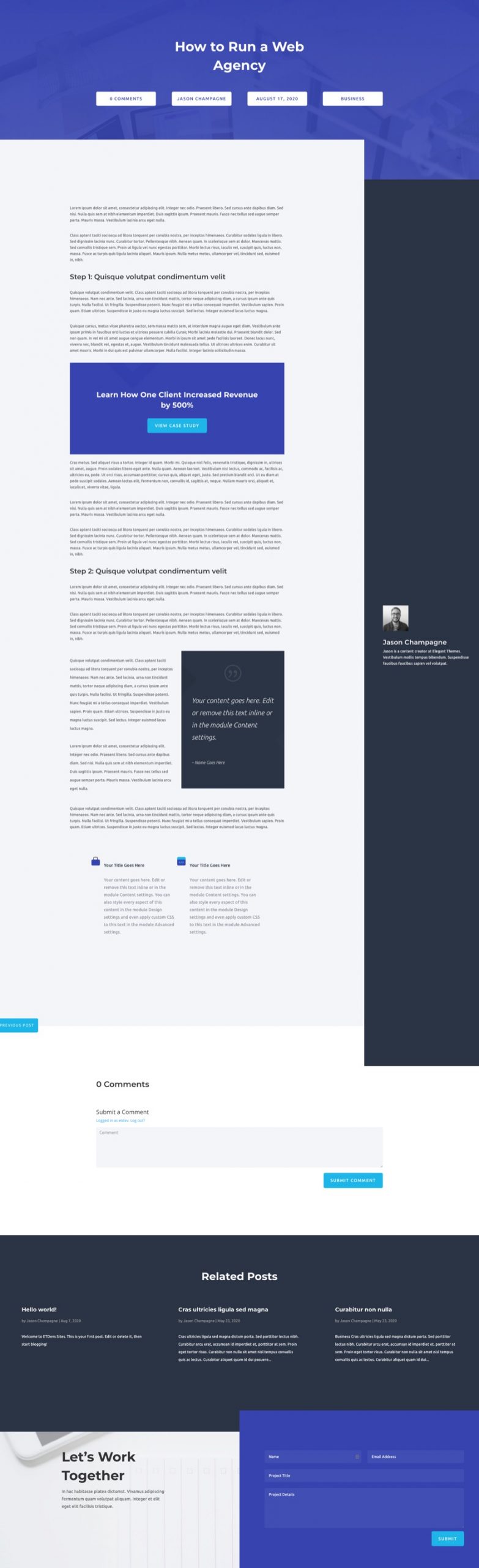 globalne ustawienia wstępne z blokiem układu divi