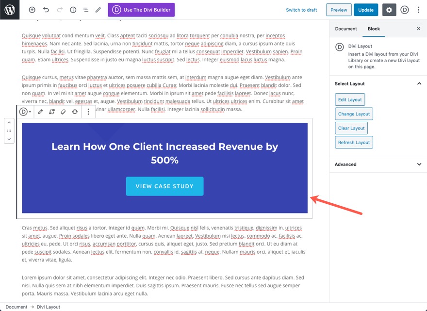 globalne ustawienia wstępne z blokiem układu divi