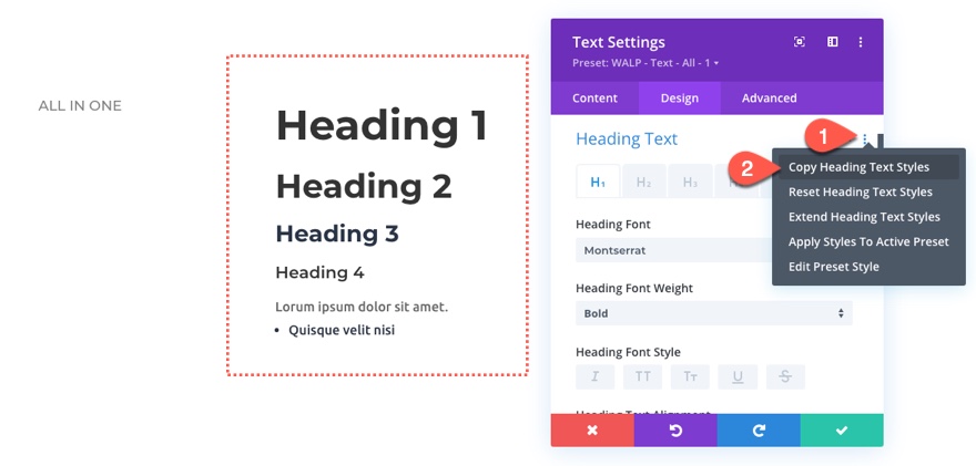 globalne ustawienia wstępne z blokiem układu divi