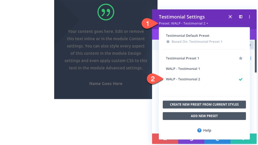 globalne ustawienia wstępne z blokiem układu divi
