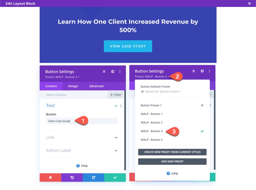 globalne ustawienia wstępne z blokiem układu divi