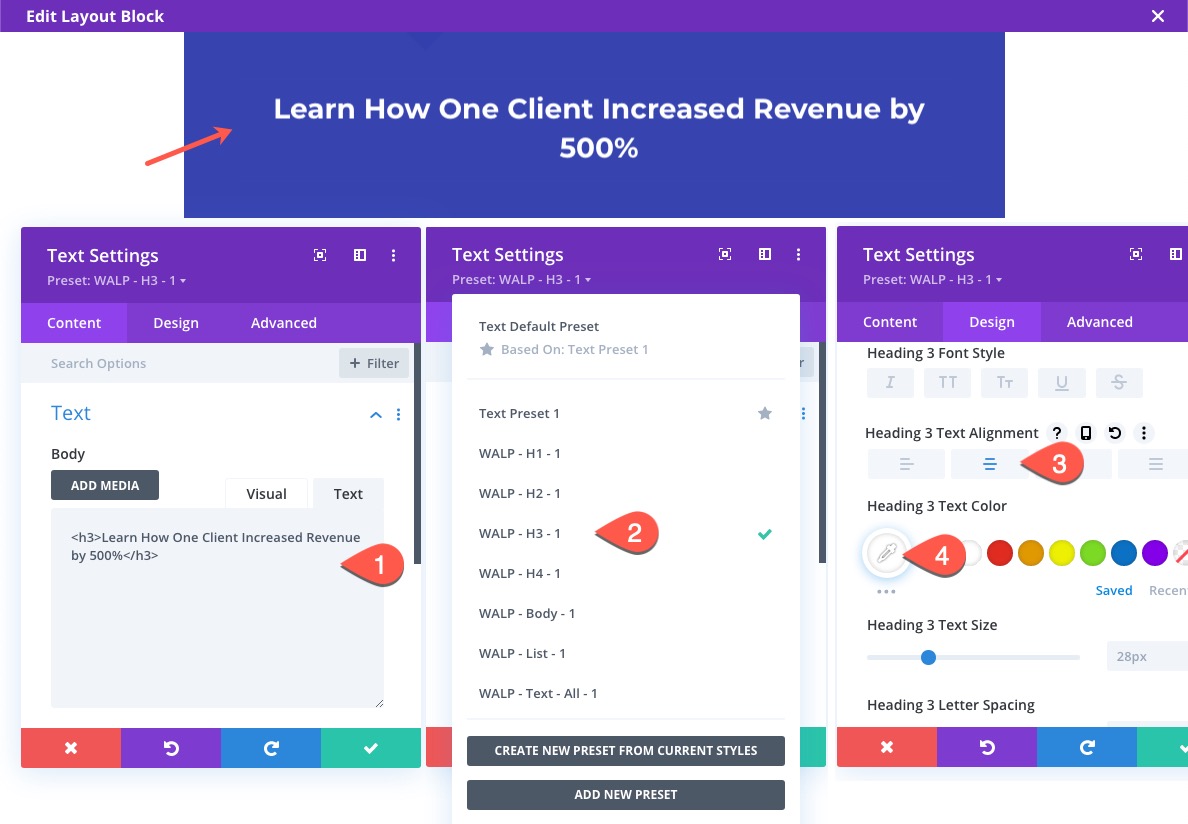 globalne ustawienia wstępne z blokiem układu divi