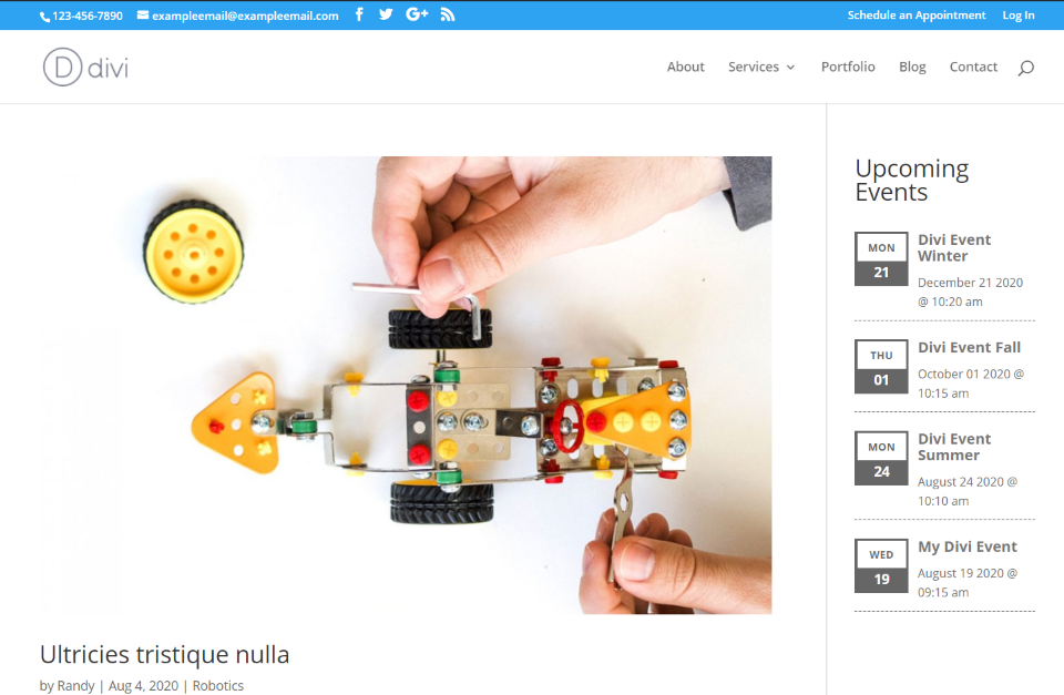 Widget Divi Event Manager
