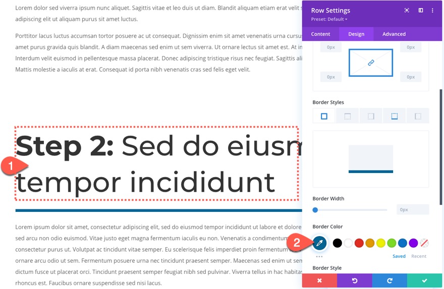 accordéon en utilisant des en-têtes de page collante dans Divi