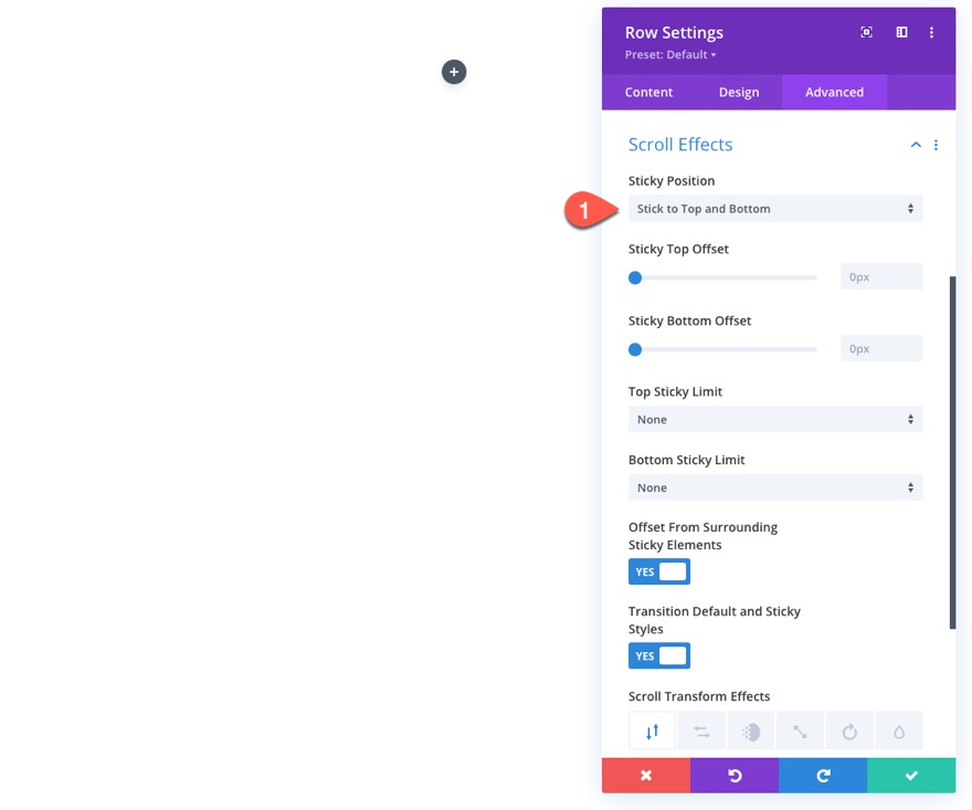 accordéon en utilisant des en-têtes de page collante dans Divi
