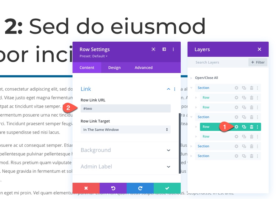 accordéon en utilisant des en-têtes de page collante dans Divi