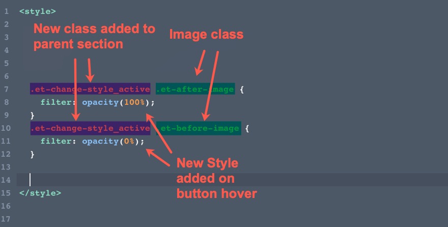 diviでクリックまたはホバーすると、複数の要素のスタイルを変更できます
