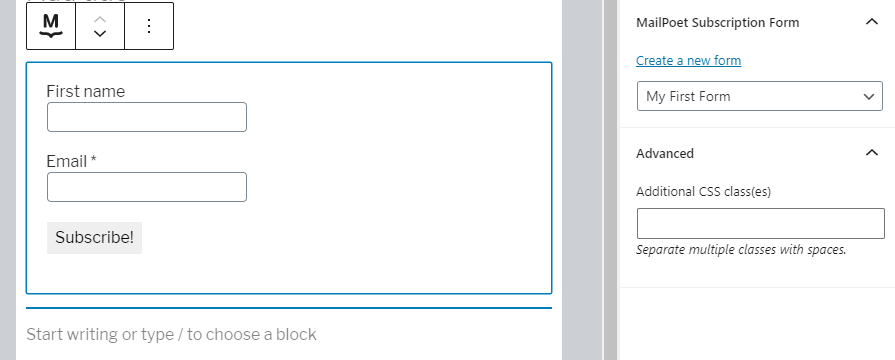 تخصيص نموذج MailPoet الخاص بك.