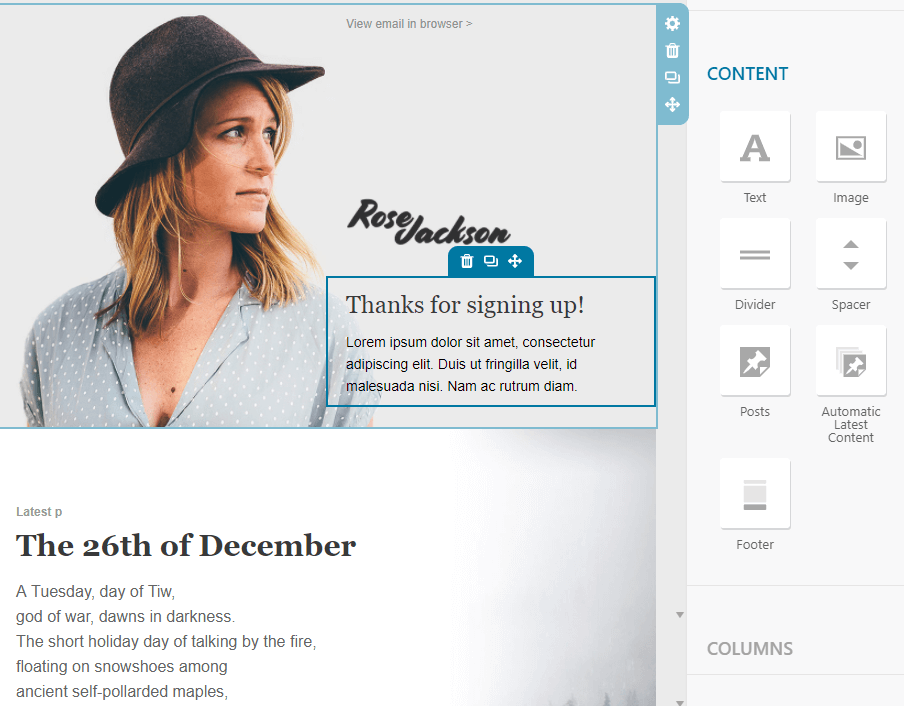 منشئ البريد الإلكتروني في MailPoet.