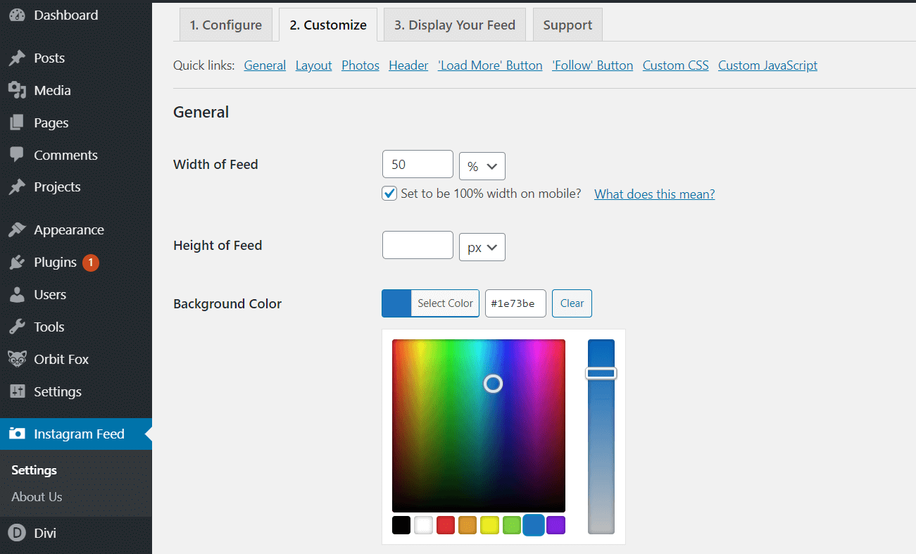 Настройка вашей ленты.