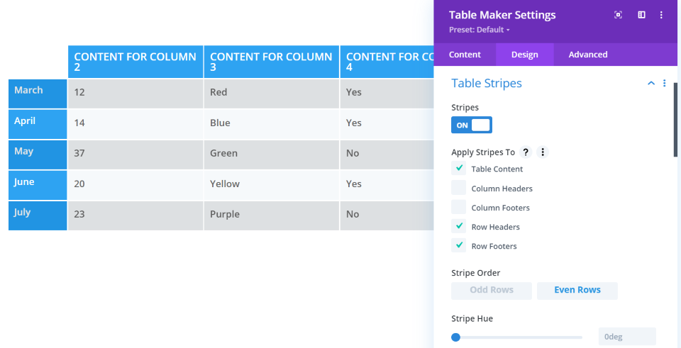 테이블 스트라이프
