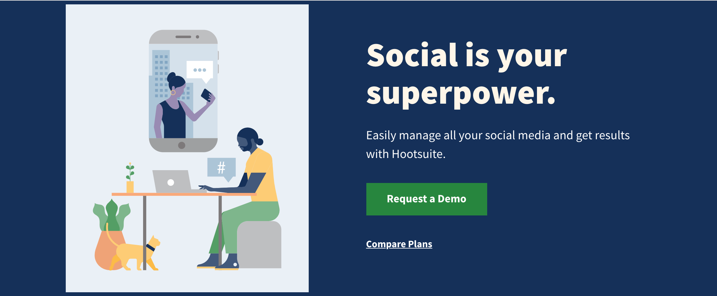 الصفحة الرئيسية لـ Hootsuite.