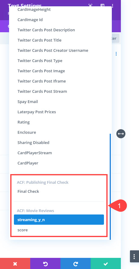 раскрывающийся список acf