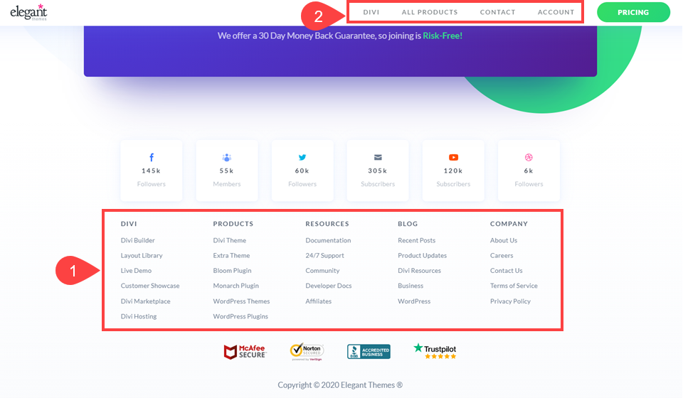 외 바닥글 메뉴