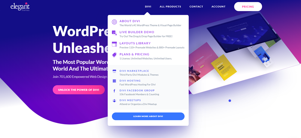 divi 워드프레스 메뉴