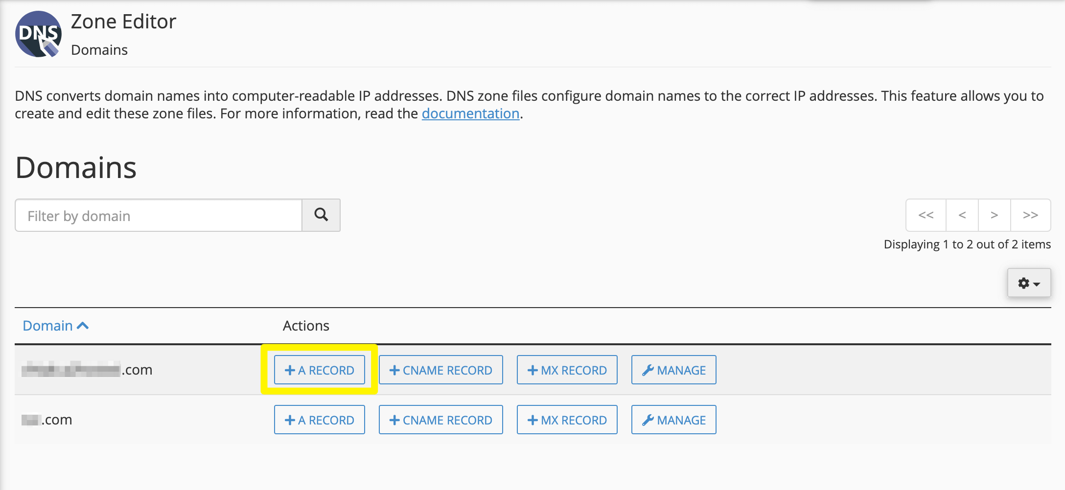 Membuat catatan A untuk server nama khusus.