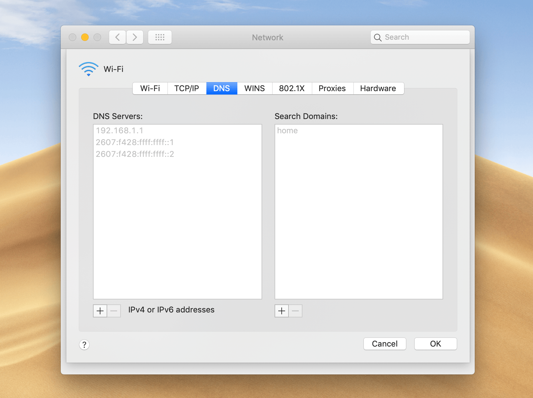 Specificare un server DNS preferito su un Mac.