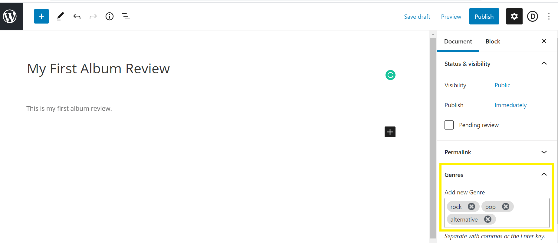 使用自定义帖子类型 UI 创建的自定义帖子类型分类法。