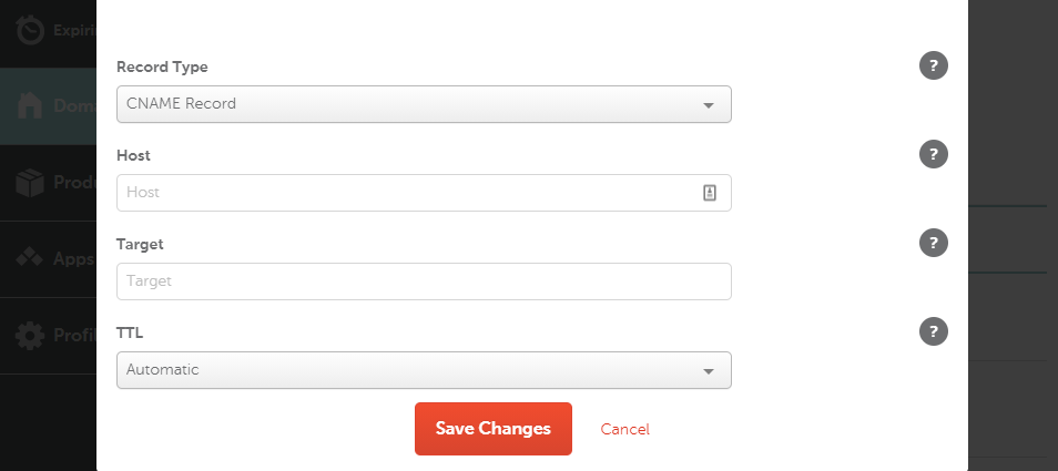 Menambahkan data CNAME baru.