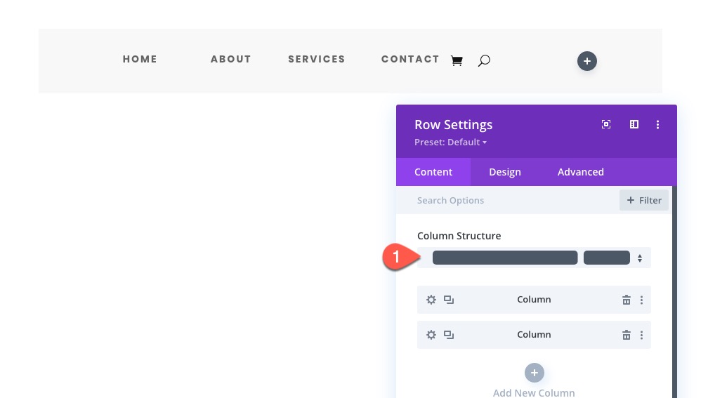 préréglages globaux du module de menu divi