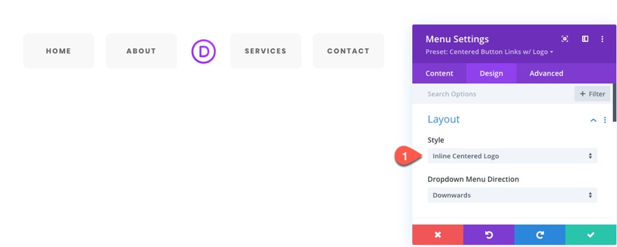 préréglages globaux du module de menu divi