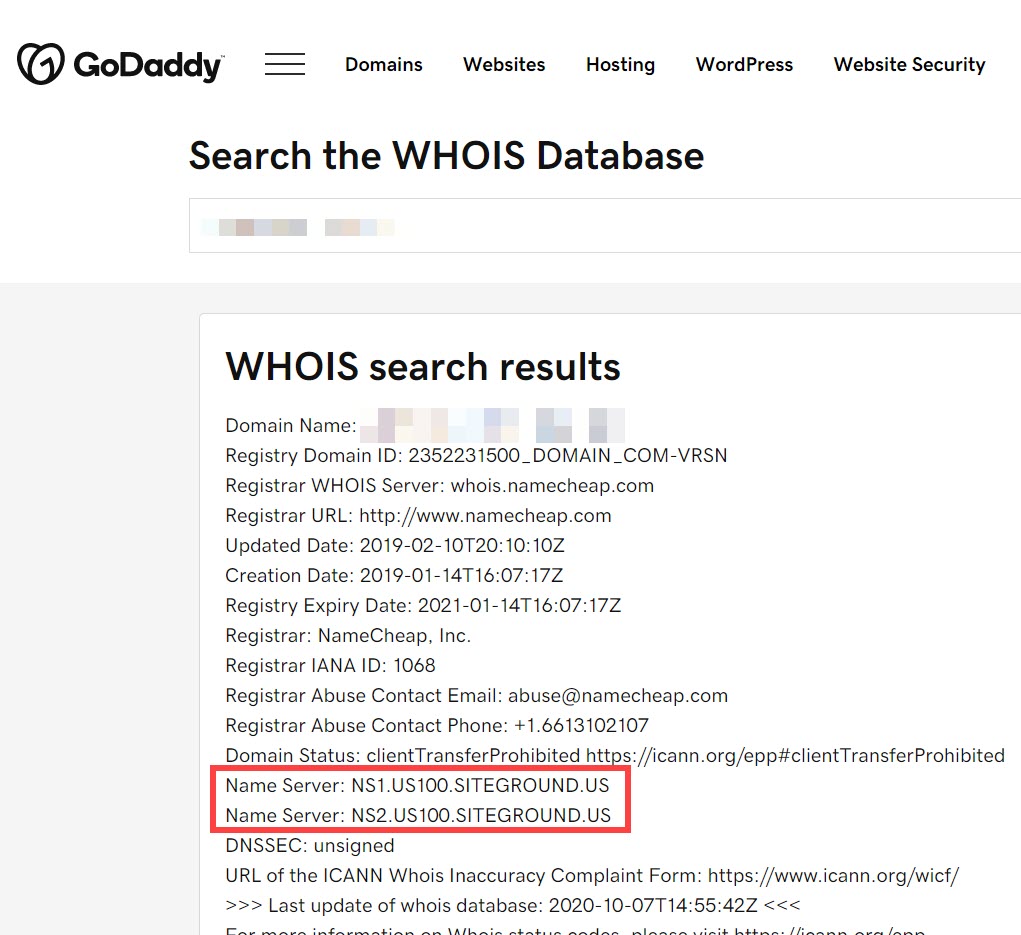 Whois инструмент Godaddy