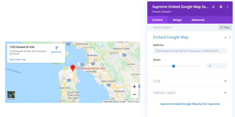 Carte Google intégrée suprême