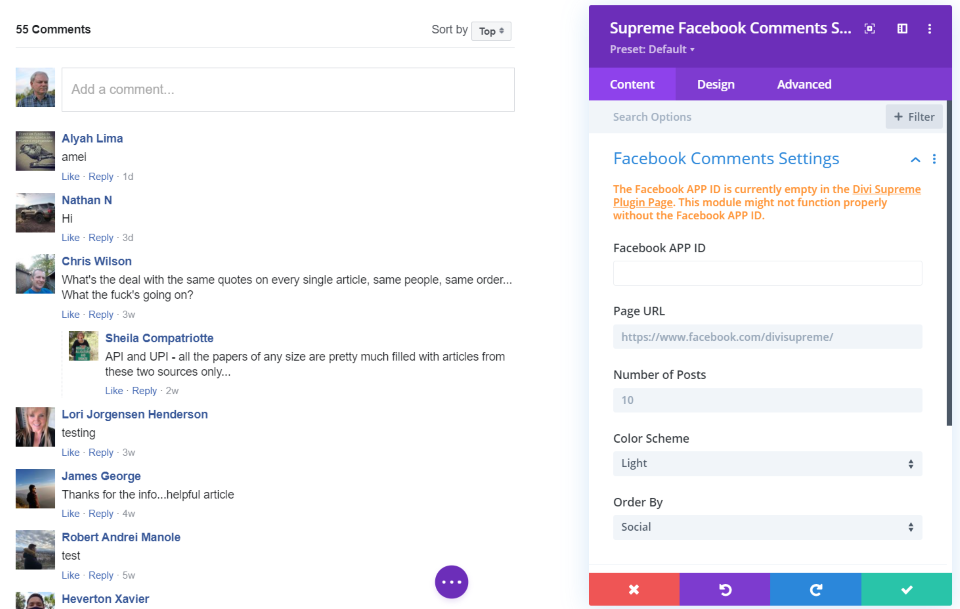 Commentaires suprêmes sur Facebook