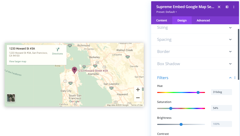 Carte Google intégrée suprême
