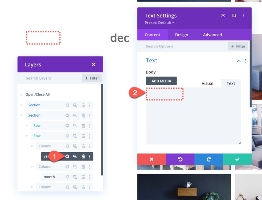 вертикальная липкая шкала divi