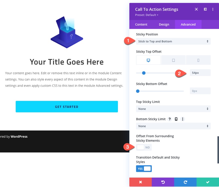 滾動上的 divi 粘性 cta 菜單