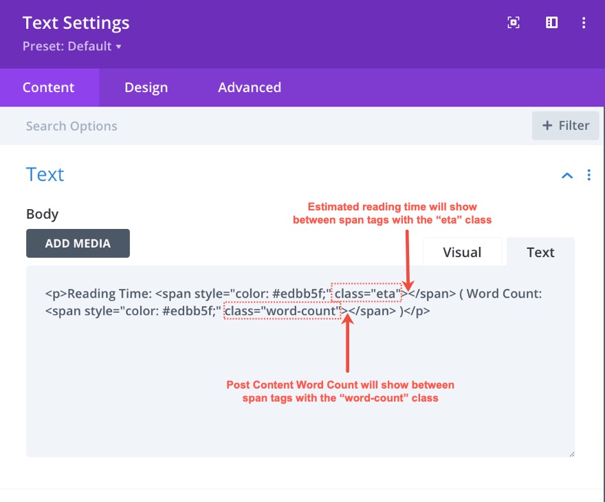 โพสต์เวลาอ่านโดยประมาณและจำนวนคำ