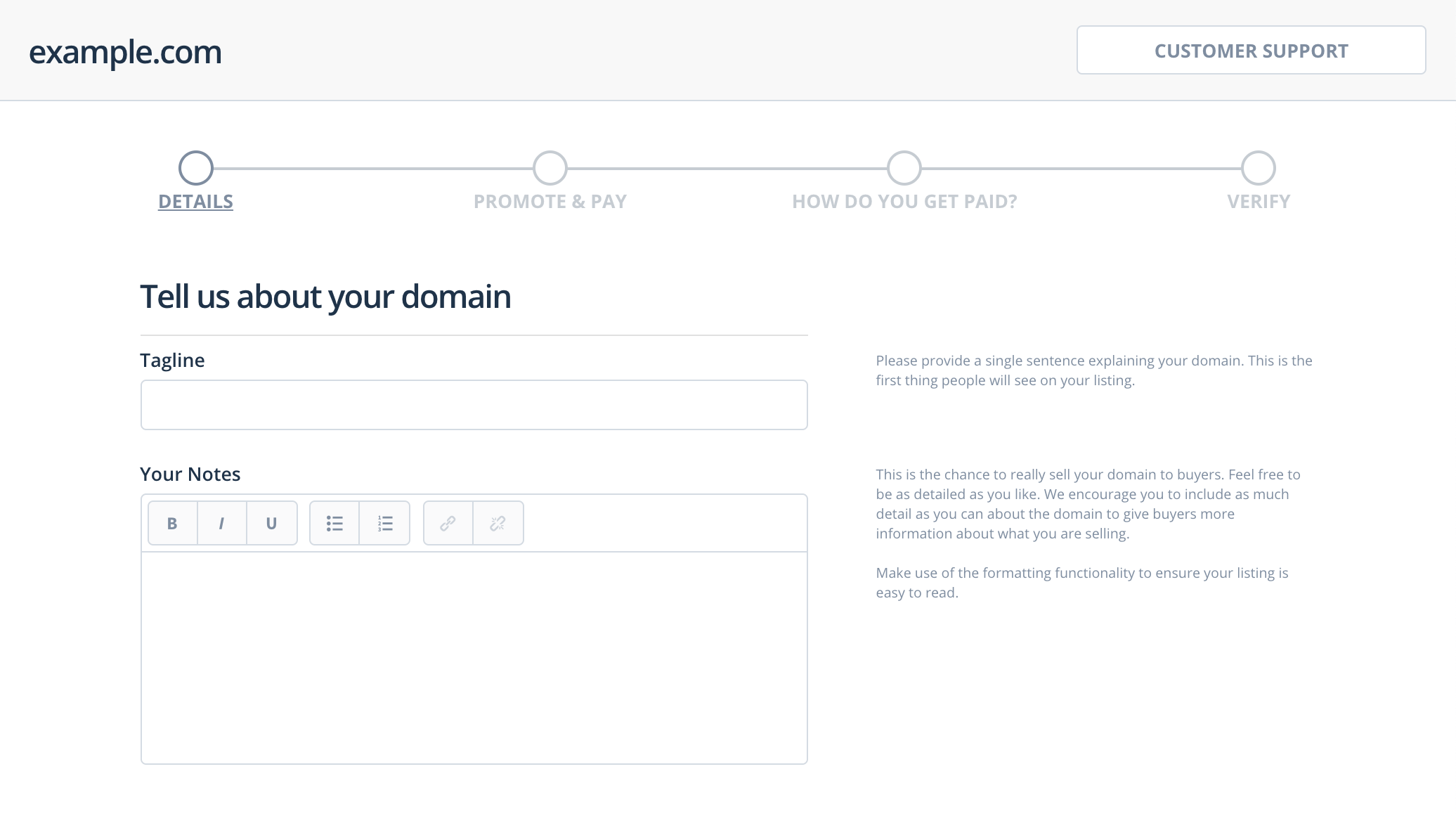 Flippaドメインリストにタグラインとメモを追加します。