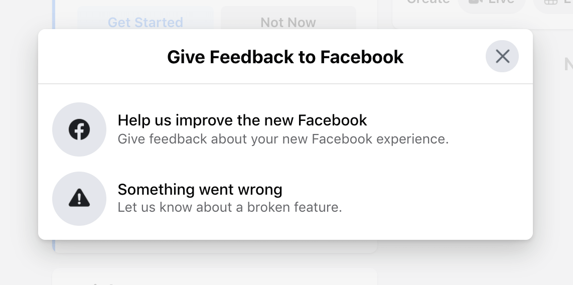 Доступ к поддержке Facebook.