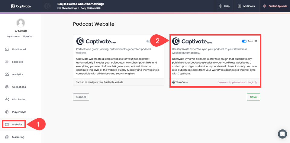 увлечь Wordpress