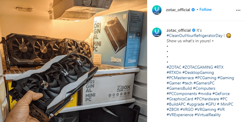 Post na Instagramie, aby posprzątać lodówkę.
