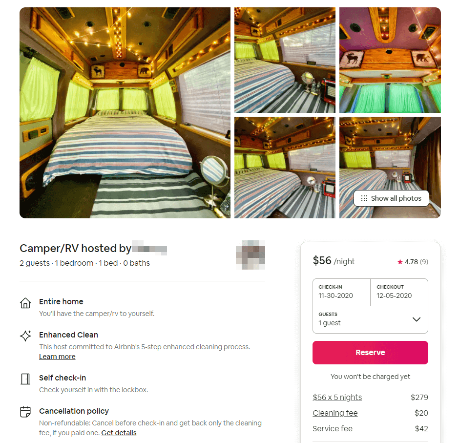 Пример листинга на Airbnb