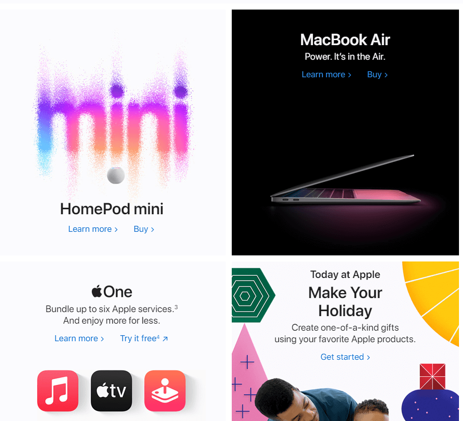 Домашняя страница Apple.