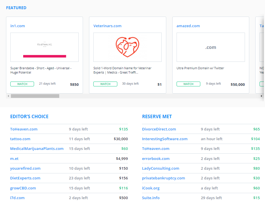 Menjelajahi domain yang tersedia di Flippa.