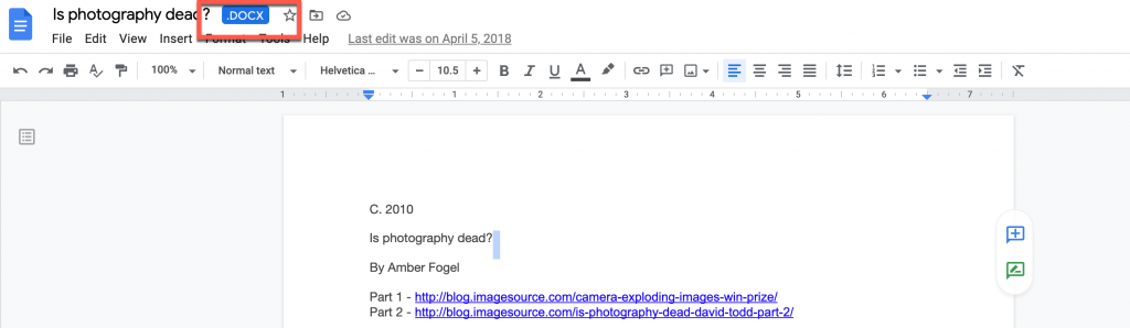 Dokumen Word diunggah ke Google Documents
