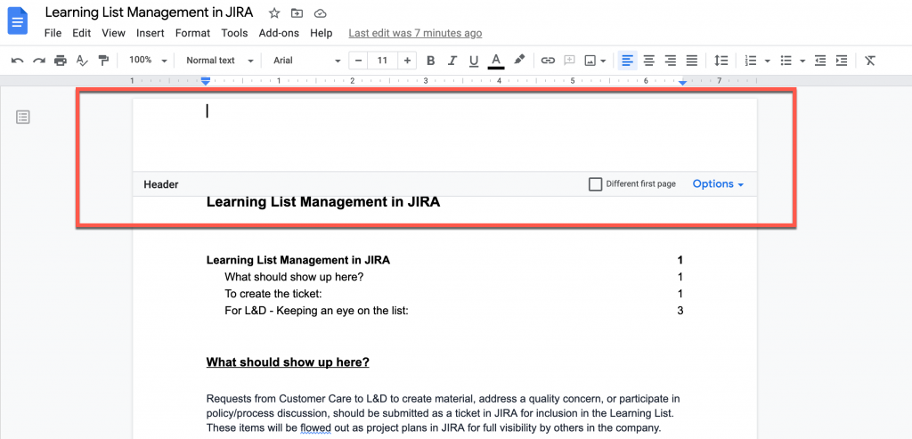 Pengeditan Header dan Footer di Google Doc