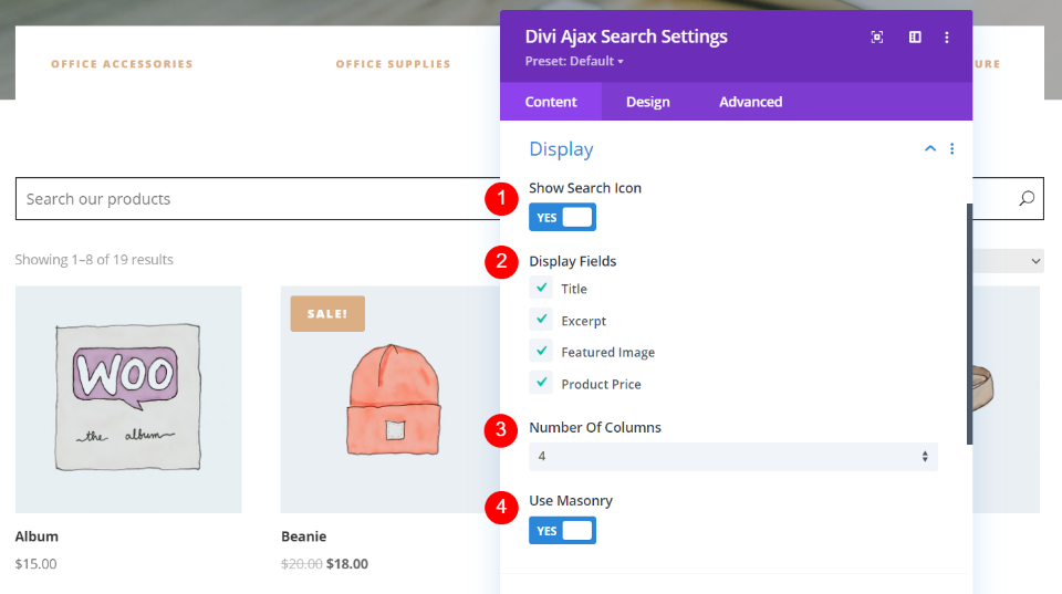 표시할 항목 선택