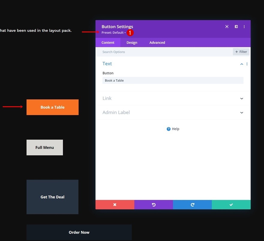 руководство по стилю глобальных пресетов для пиццерии