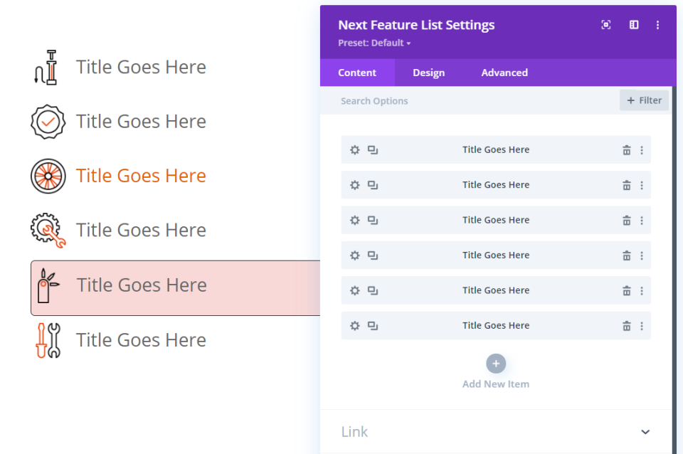 Nächste Funktionsliste