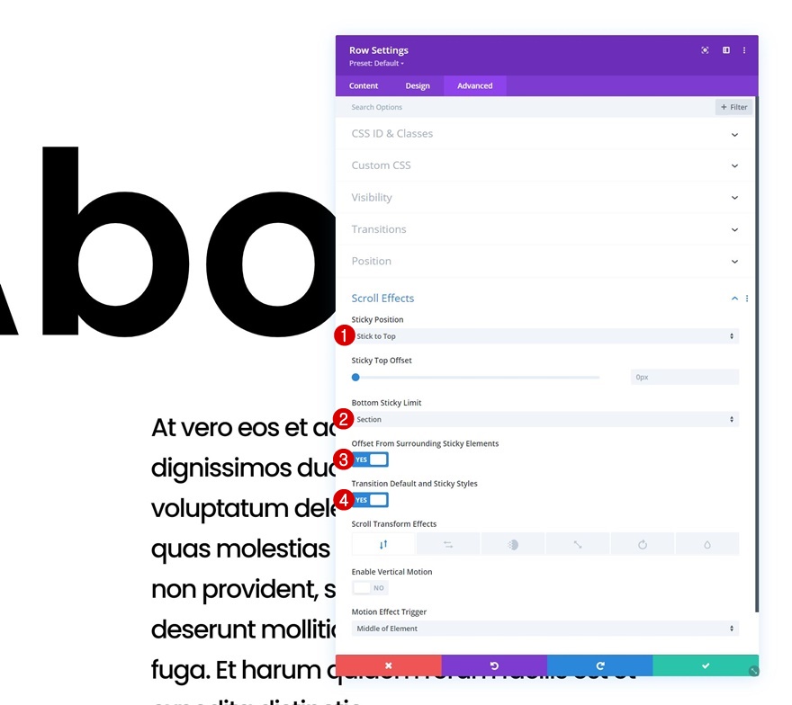 закрепленные заголовки разделов
