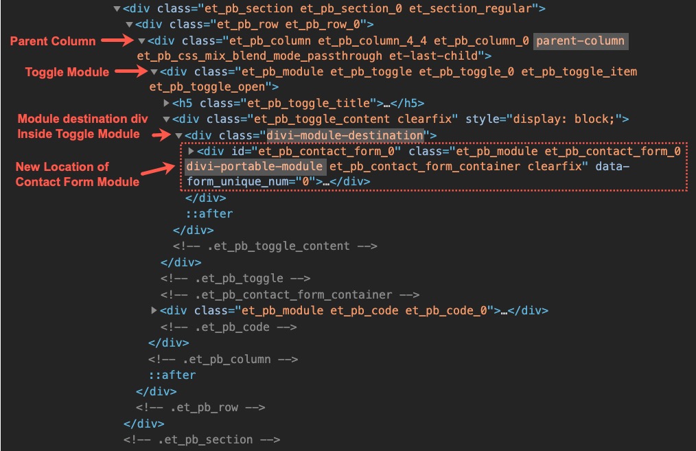 diviモジュールまたは行を他のモジュールに挿入します