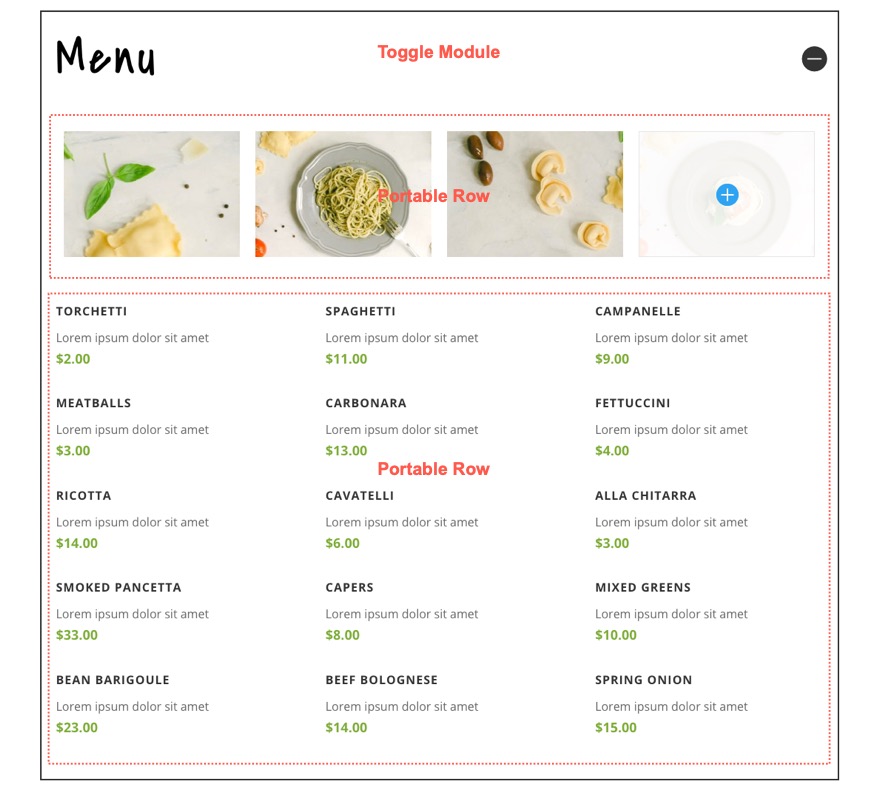 diviモジュールまたは行を他のモジュールに挿入します