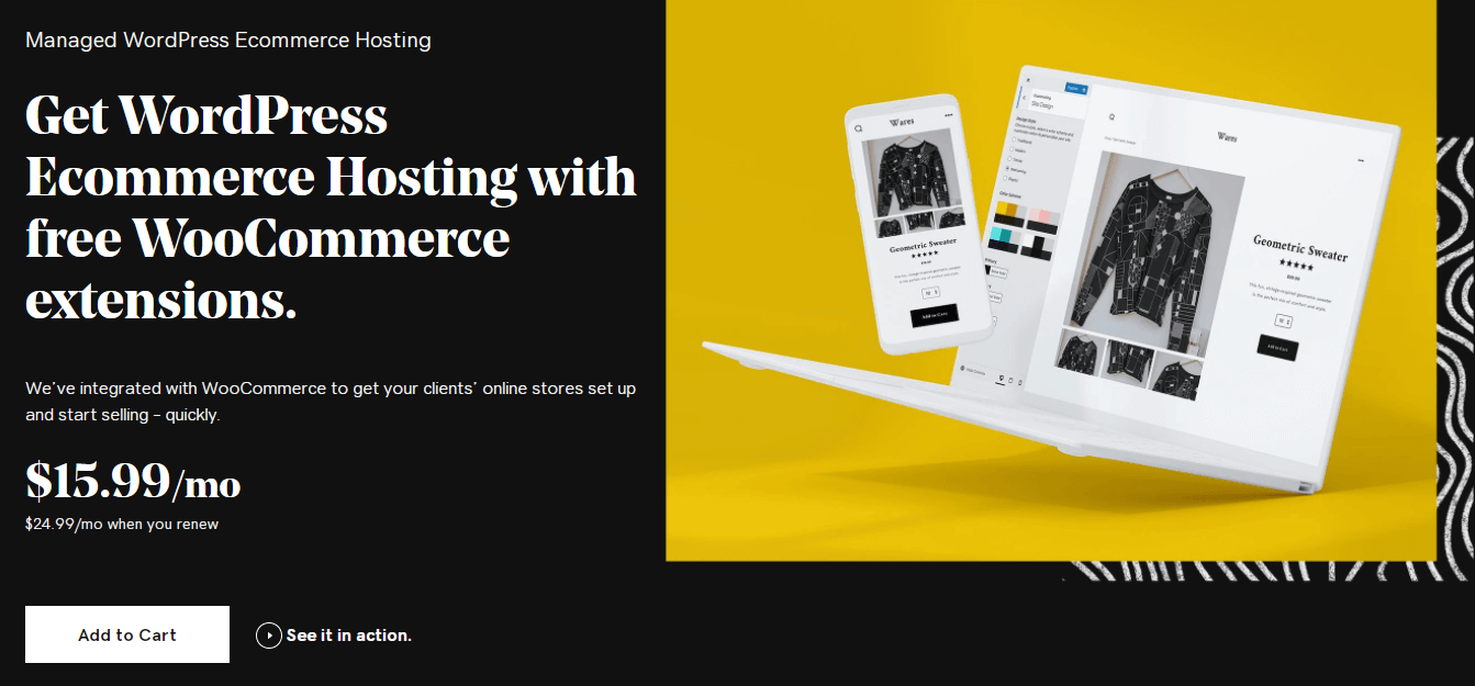 GoDaddy의 WooCommerce 호스팅 계획.