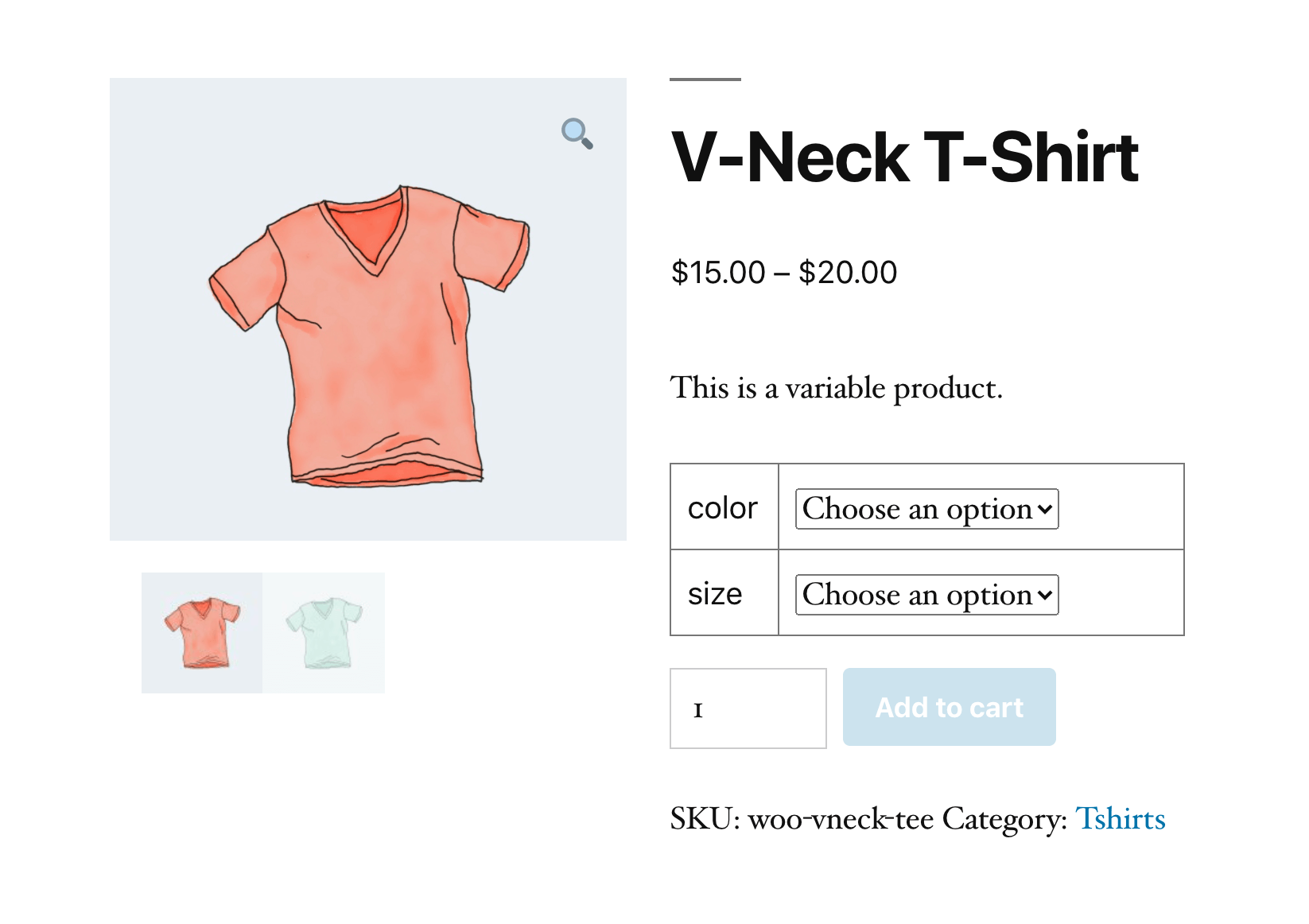 ดูตัวอย่างสำหรับผลิตภัณฑ์ WooCommerce แบบแปรผัน